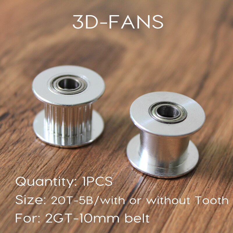 1Pcs GT2 10mm Pulley 20 Without OR With Teeth, Idle Pulley 20Teeth Timing Gear Bore 5MM For GT2 belt Width 10MM For 3D Printer