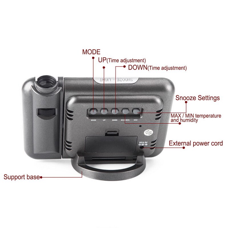 Projectie Wekker Digitale Klok Projector Met Lcd Big Screen Temperatuur Datum Display Voor Home Office 15.7x12x6.2cm