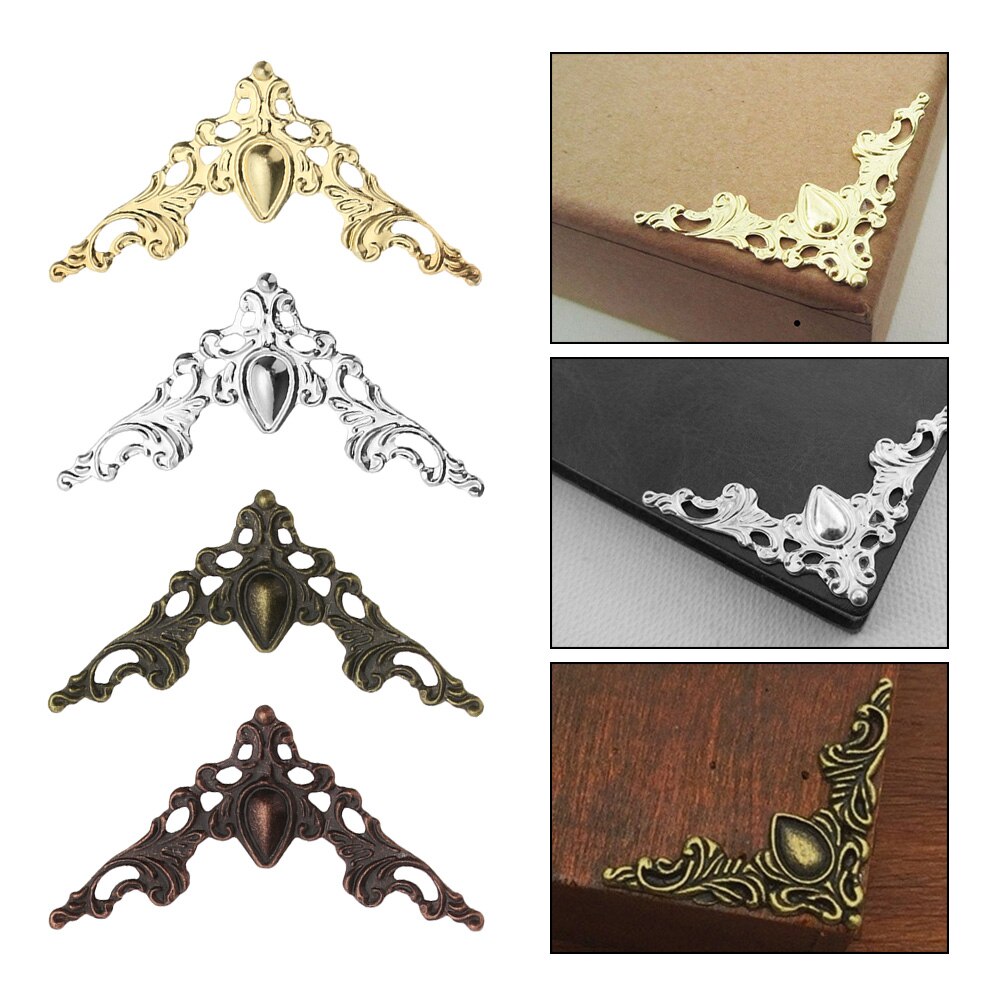 4Stck Metall Ecken Antike Gold Bronze- Für Buch Foto Möbel Kasten Ecke Stück Dekorative Protektoren Metall Handwerk DIY Ornament