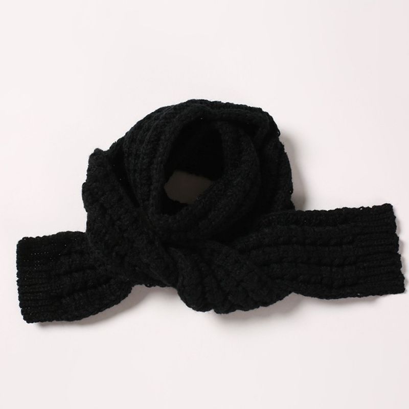 Sciarpa per bambini autunno inverno sciarpe per bambina all&#39;uncinetto tinta unita sciarpe per bambini scaldacollo per bambini calde a maglia all&#39;aperto accessori per bambini: black