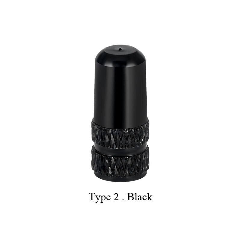 Fahrrad Reifen Ventil Kappe Aluminium Schrader/Presta Ventil Kappe Fahrrad Reifen Kappen Mit Vakuum Reifen Gesetz Mund Mutter Radfahren zubehör 2Pcs: type2.black