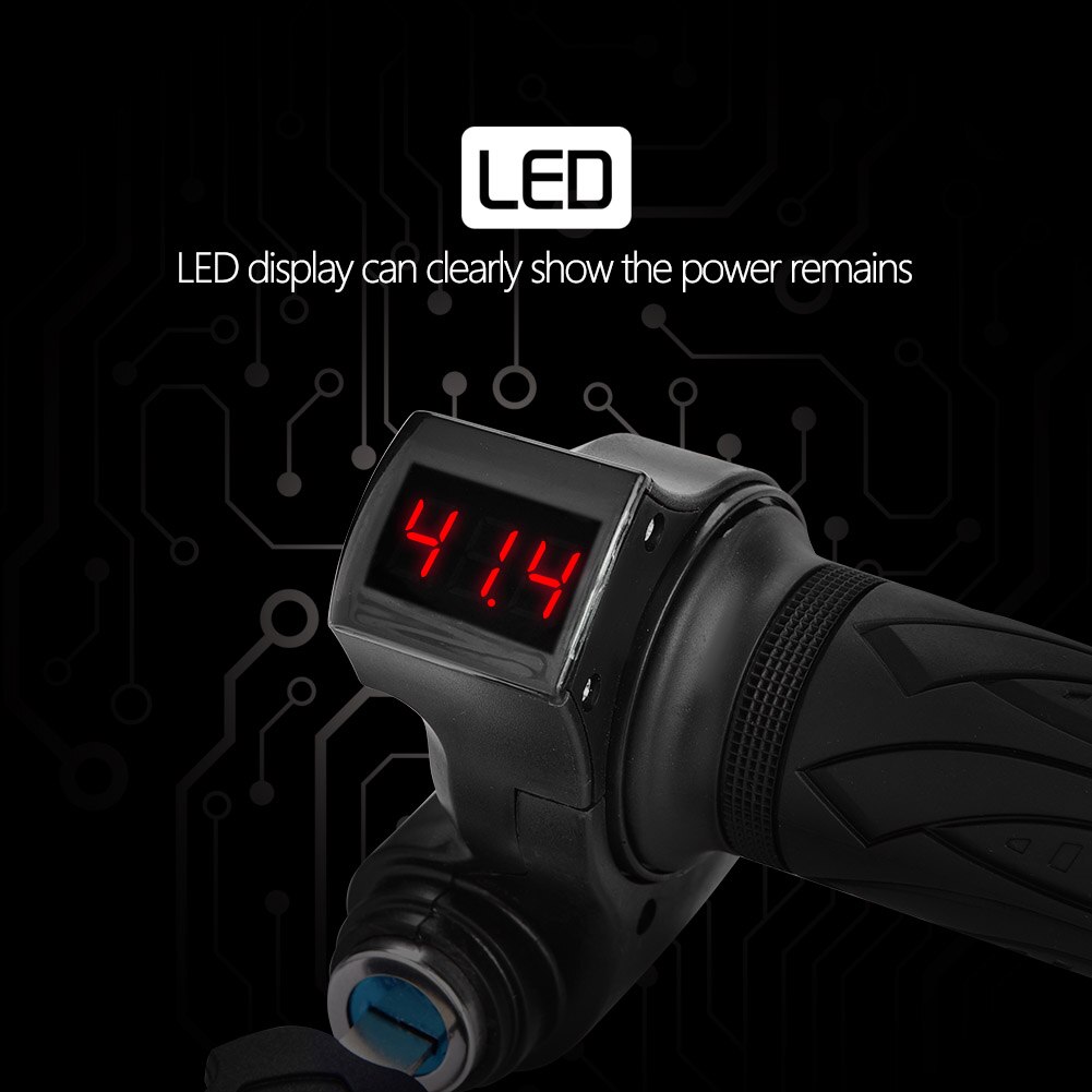 1Pair Electric Bicycle Speed Control Handlebar Waterproof E-Bike Scooter Wire Twist Throttle Grip with LCD Battery Power Display