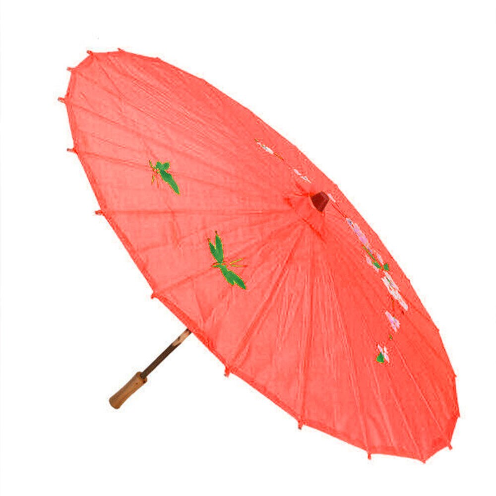 Paraguas de papel de aceite de estilo chino para mujer, accesorio decorativo de tela de seda clásica, para baile antiguo: Rojo