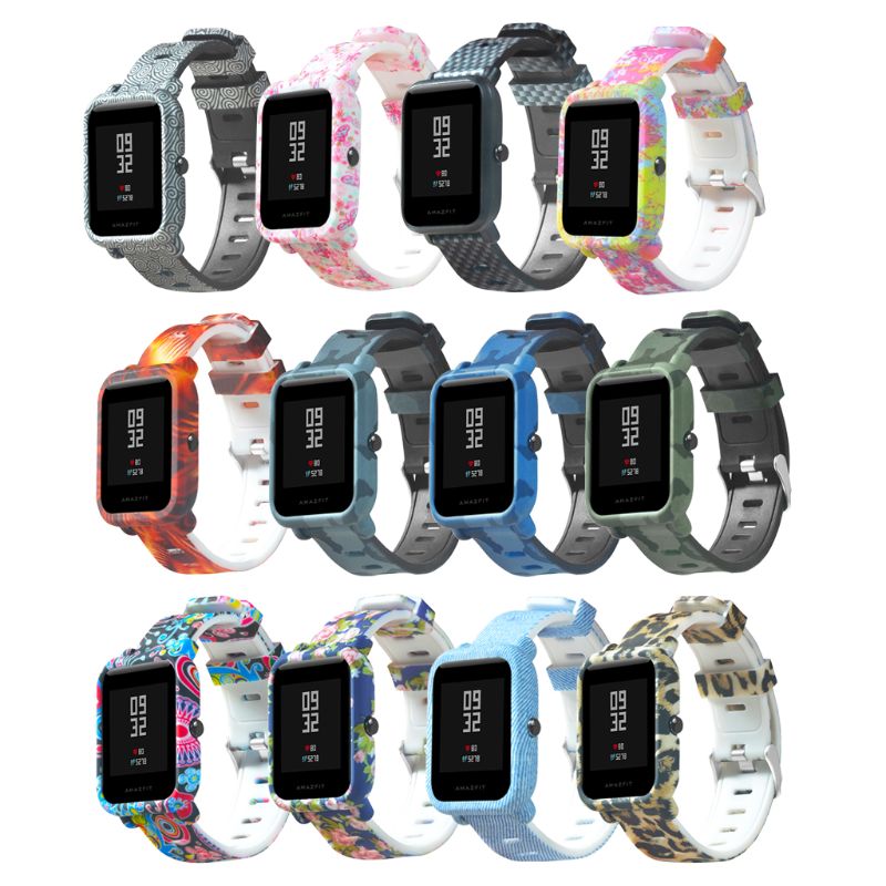 1Set Weiche Silikon Armband Handgelenk Strap Harte PC Schutzhülle Shell Haut Protector für Xiaomi Huami Amazfit Bip Bit jugend Sma