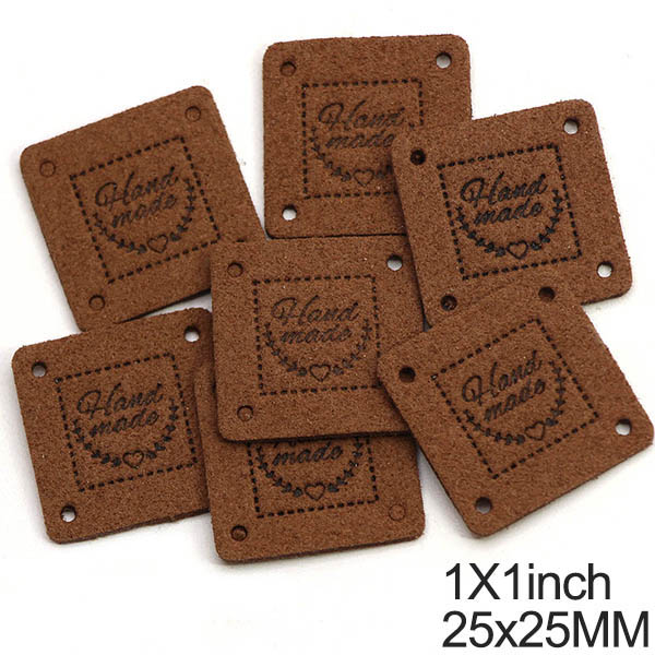 Étiquettes carrées en Fiber de cuir faites à la main pour vêtements, accessoires de couture, en forme de cœur, 25MM, 20 pièces: 03