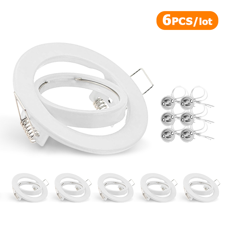 Marco de focos LED blanco/negro, soportes de luz empotrada ajustables, recorte de 70mm para portalámparas MR16 GU10, foco LED empotrado: Rosa claro