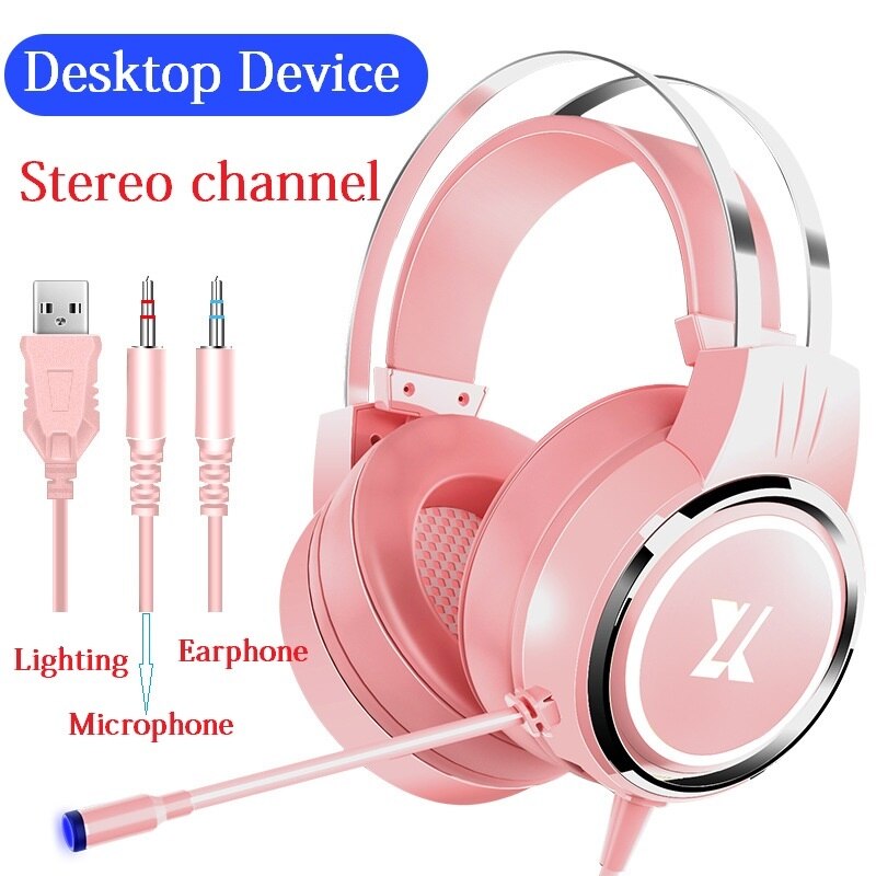 Pink Keyboard and Mouse Set 104 Keys Layout LED Backlit Keyboard 2400DPI RGB Backlit Mouse Microphone with Microphone for PC