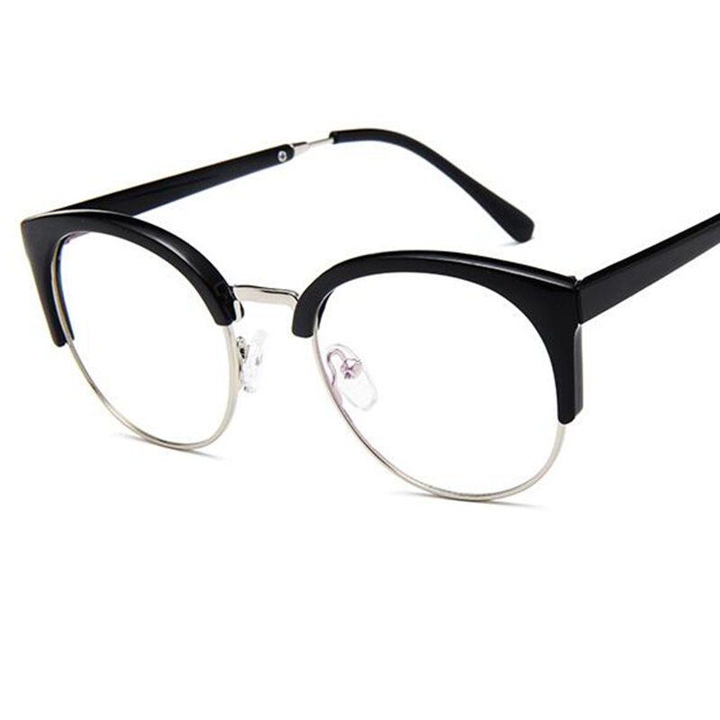 Jahrgang retro Halb randlose brille transparente rahmen runde klare linse gläser Frauen Männer optische rahmen Metall schlicht Gläser Klasse