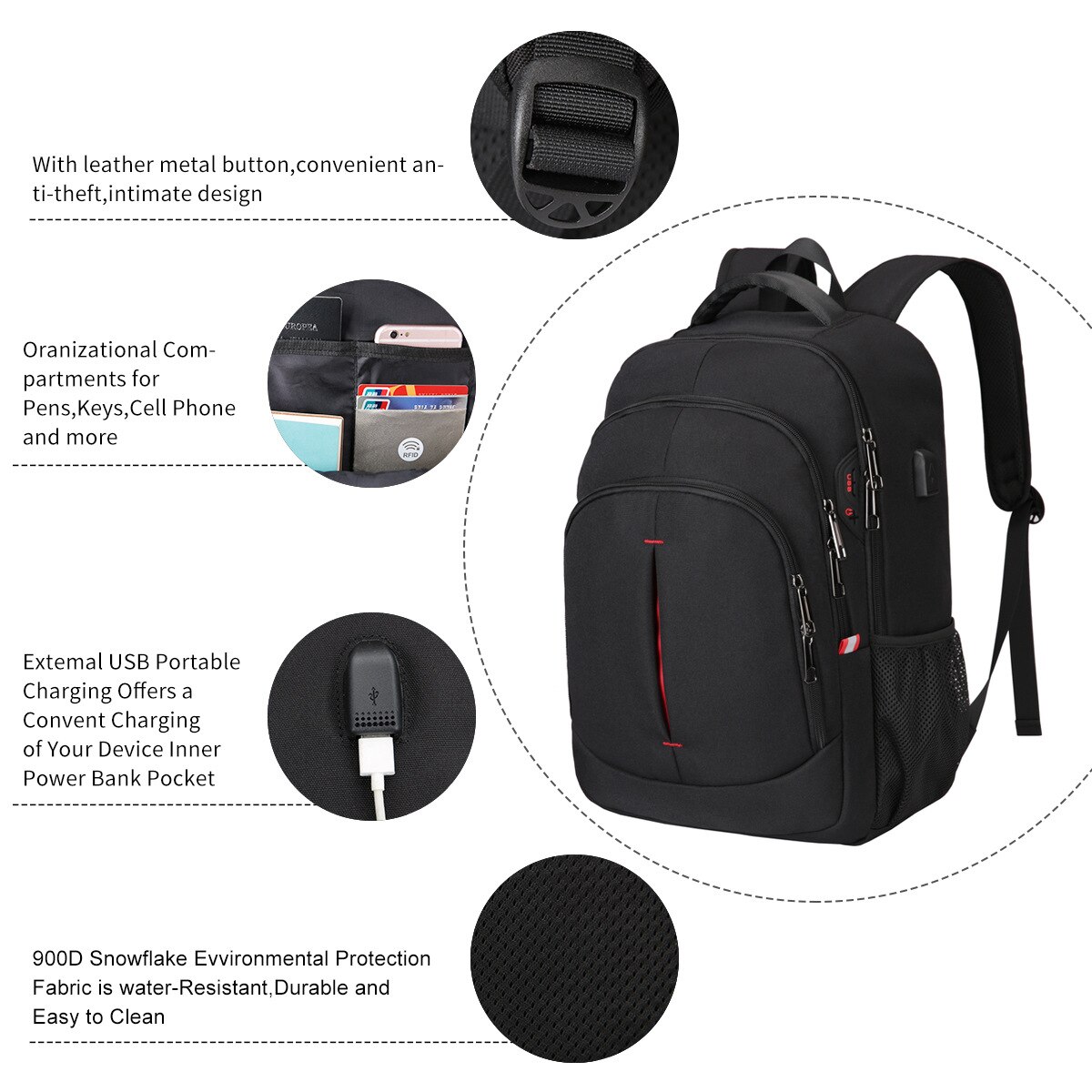 Herren-laptop-rucksäcke (15.6 zoll), diebstahlsicher, ideal für schule, reisen und rucksackreisen, wasserdicht, für laptops