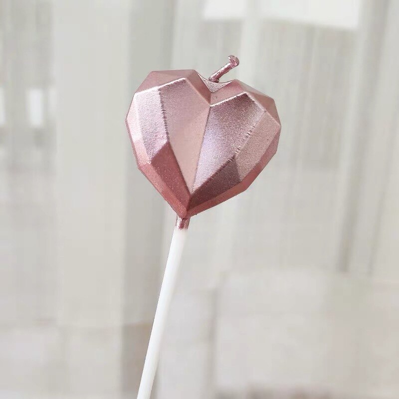 1 Pcs/ Love Diamond Shaped Gilded Cake Candle Safe Flames Kids Birthday Party Wedding Cake Candle Home Decoration Favor Supplies: style7