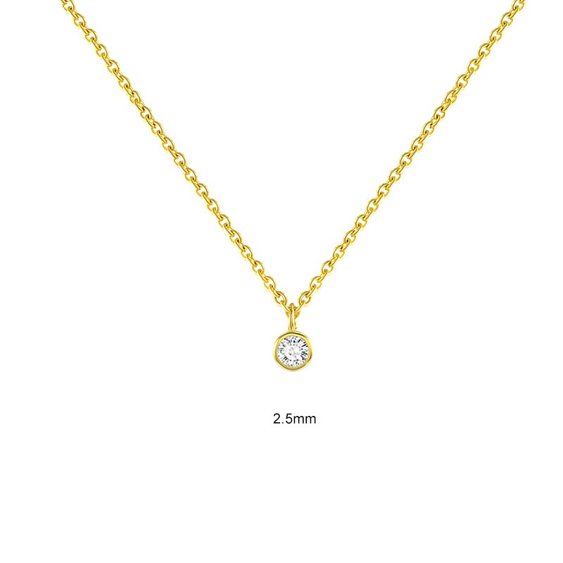 Aide-Collares con colgante de circón redondo brillante para mujer, de Plata de Ley 925, Gargantilla de cadena, collar llamativo, de joyería: 2.5mm zircon