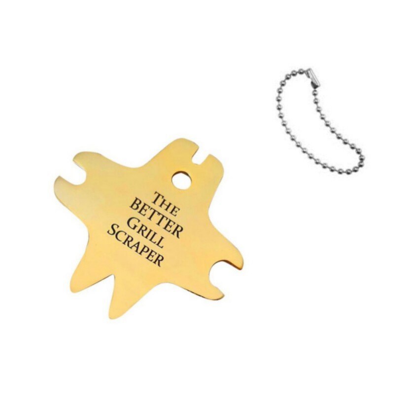 Goldene Silber mit Buchstaben Edelstahl Grill Schaber Tragbare BBQ Zubehör Reinigung Klinge Grill Reinigung Werkzeug