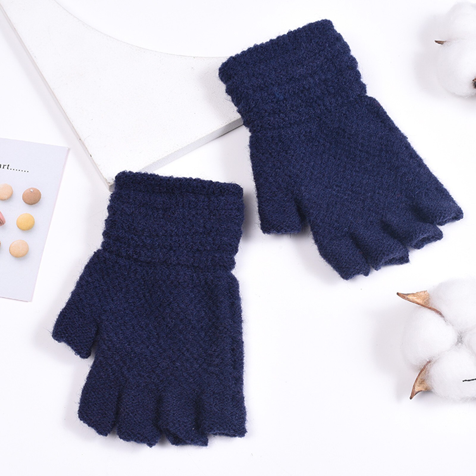 Toddler Baby Girls Boys Winter Warm Solid Knitted Flip Fingerless Mittens Gloves baby kids children winter warm Mittens Gloves: NY