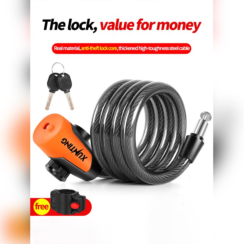 Xunting Mountain Bike Lock Electric Stainless Steel Password Fixed Portable Anti Theft Steel Wire Chain Lock Bike Accessories