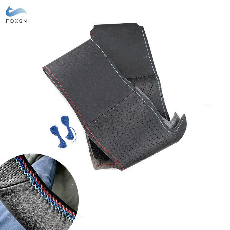 per BMW M sport F30 F32 F20 F10 F12 F45 F48 F15 F16 F25 F26 coprivolante per auto cucito a mano accessori interni in pelle: Luce Verde