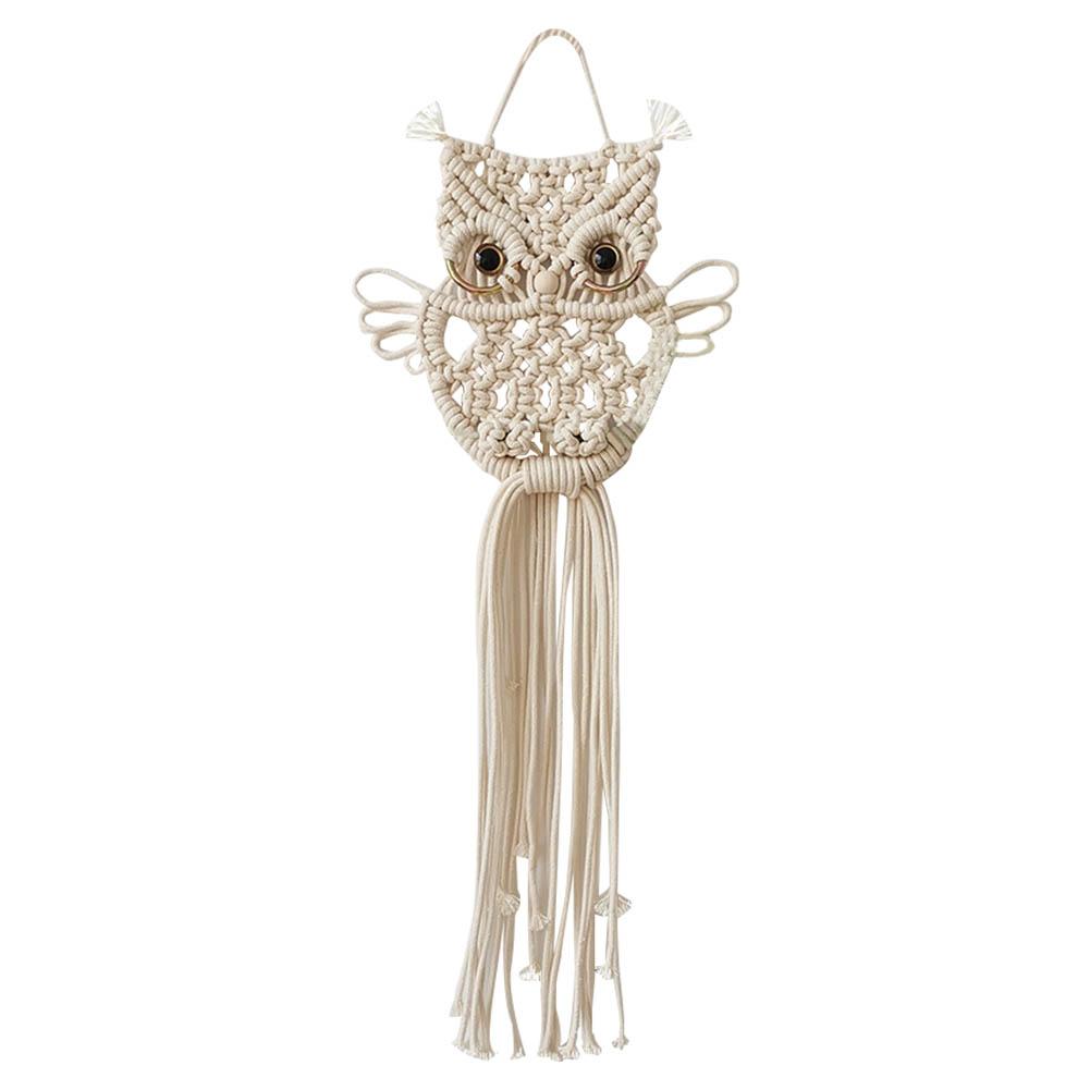 Hiboux macramé tissé tenture murale Dreamcatchers bohème tapisserie mur Art décor pour appartement dortoir décoration: Default Title