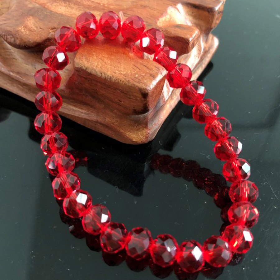 Charme Handgemachte frauen 8mm Strass Glas Kristall Perlen Runde Perlen strecken-Armbinde Femme Armreif Armbänder Mädchen wickeln Schmuck: HT8M14 8mm rot