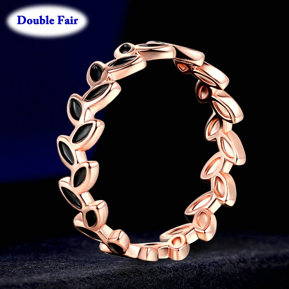 Glaze Willow Leaf Rings Classic Rose Gold Color Engagement Jewelry For Women Girls Party Wholsale DWR183: 10