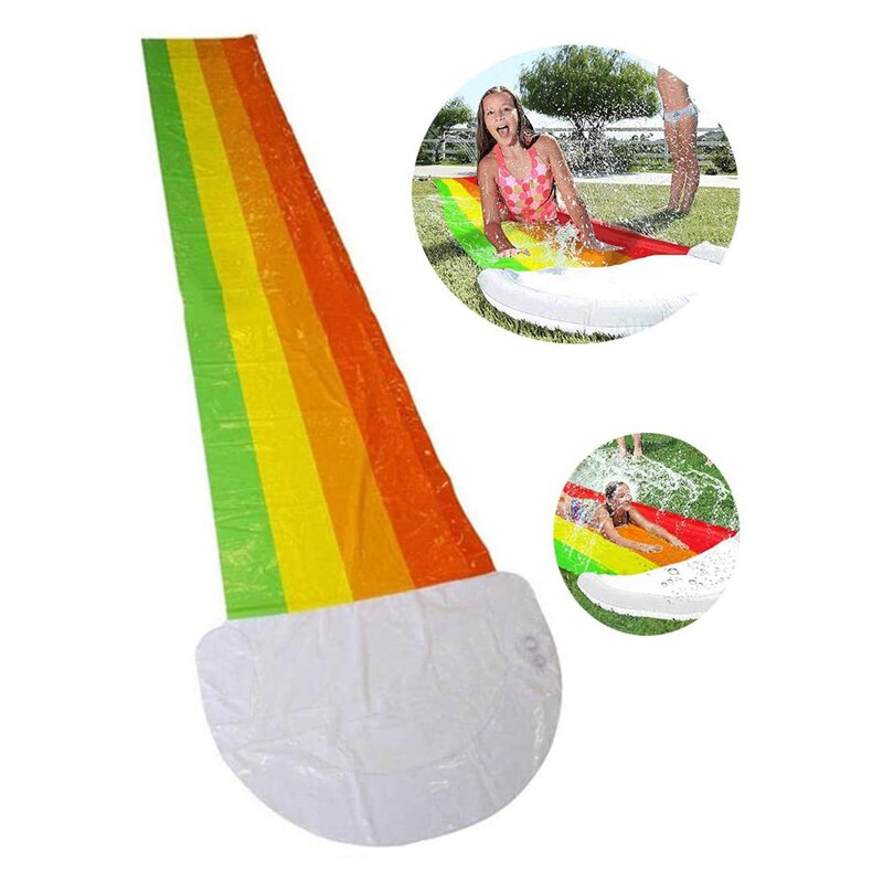 Gazon Glijbanen Pvc Rainbow Cloud Waterglijbaan Met Opblaasbare Crash Pad Voor Kinderen Zomer Zwembad Kids Games Leuk Speelgoed