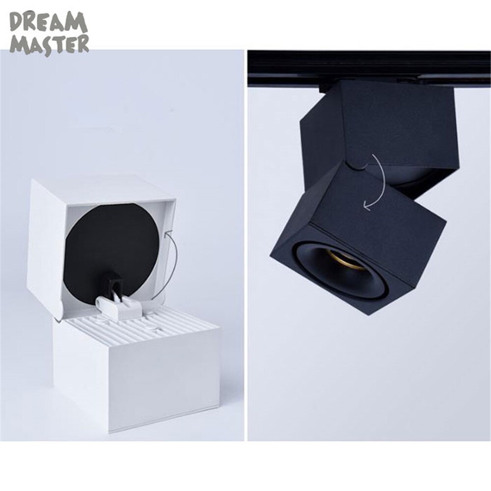 Opvouwbare 12W Cree led spoor licht, zwart wit, 3000K 4000K 5000K rail lamp, surface mount plafond spotlight industriële downlighters