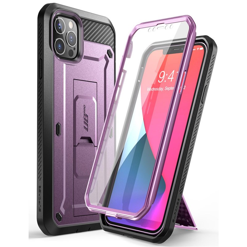 Supcase Voor Iphone 12 Pro Max Case 6.7 &quot;) ub Pro Full-Body Robuuste Holster Cover Met Ingebouwde Screen Protector &amp; Kickstand: Violet