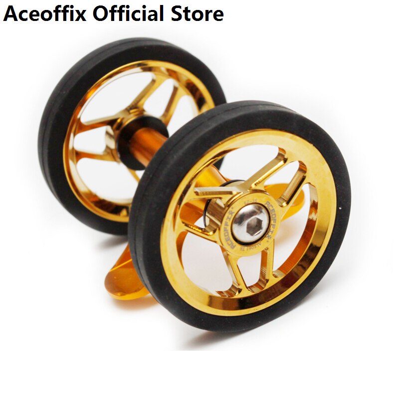 ACEOFFIX-Rodillo de guardabarros de bicicleta plegable 2022, para Brompton, rueda doble Easywheel, 52mm, FE3S: glossy gold