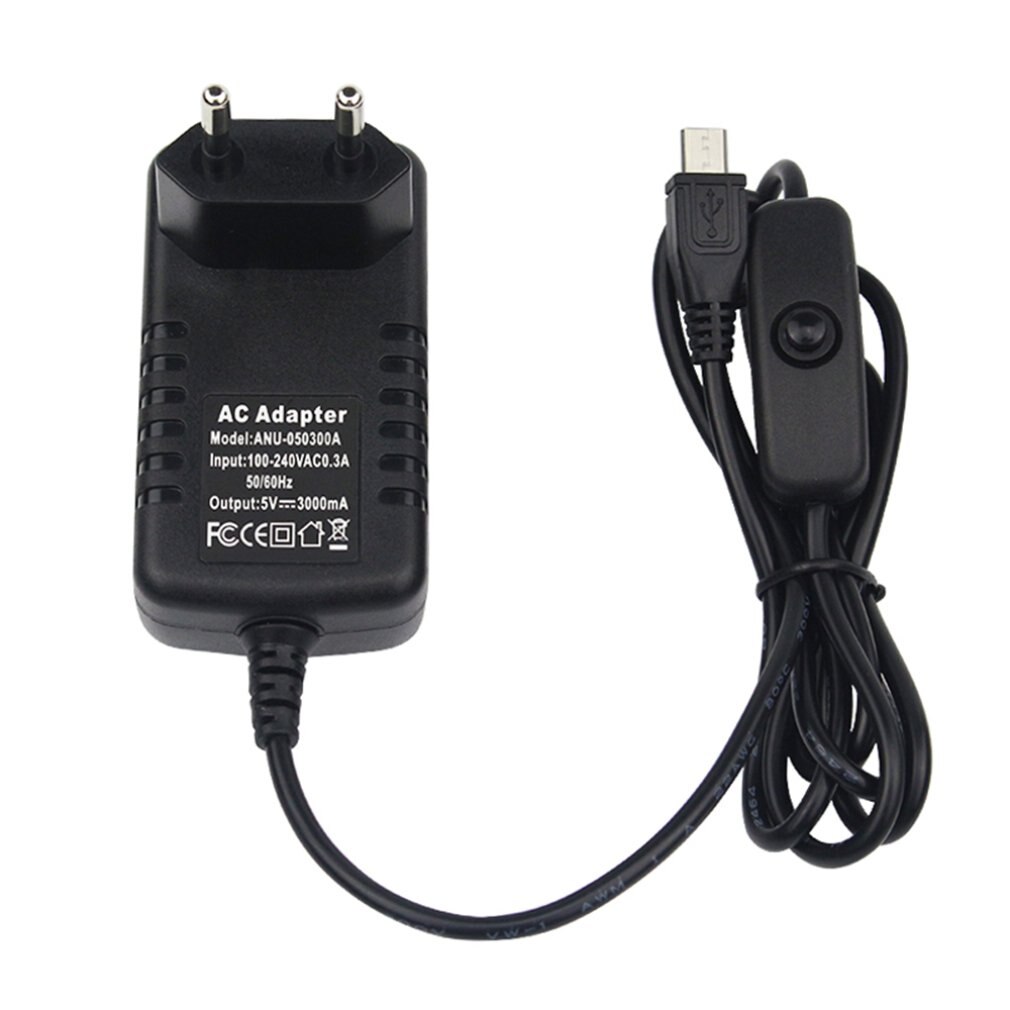 5V 3A Power Supply Charger AC Adapter Micro USB Cable with Power On/Off Switch For Raspberry Pi 3 pi pro Model B B+ Plus