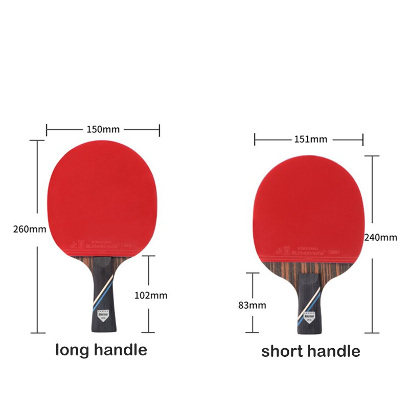 1 Pair 6-stars 7 layers Wood table Tennis Bat Racket Long Short Handle Ping Pong Racket Pimples in For Competition