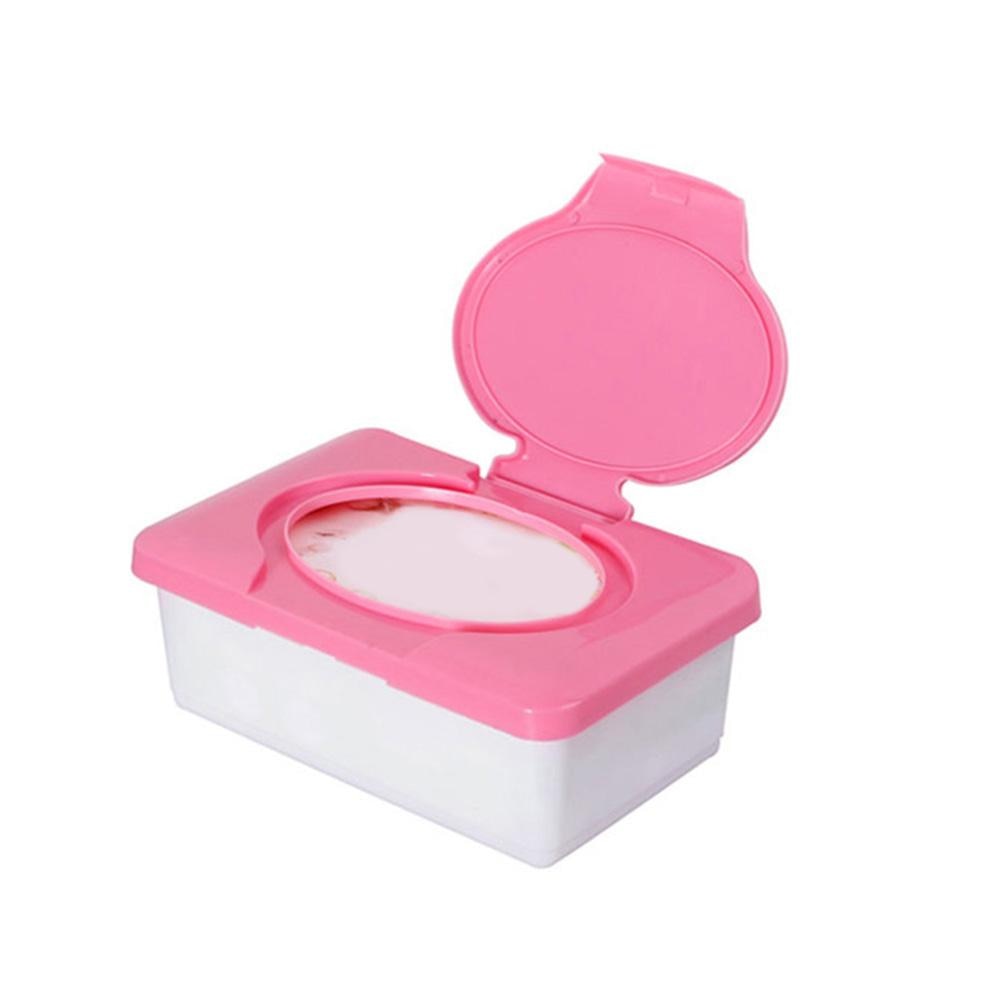 Boîte de lingettes, boîte de rangement pour lingettes humides, boîtier plastique automatique avec Pop-up, boîte pour organiser les lingettes pour bébés 19,5x12x7,5 cm: Rose