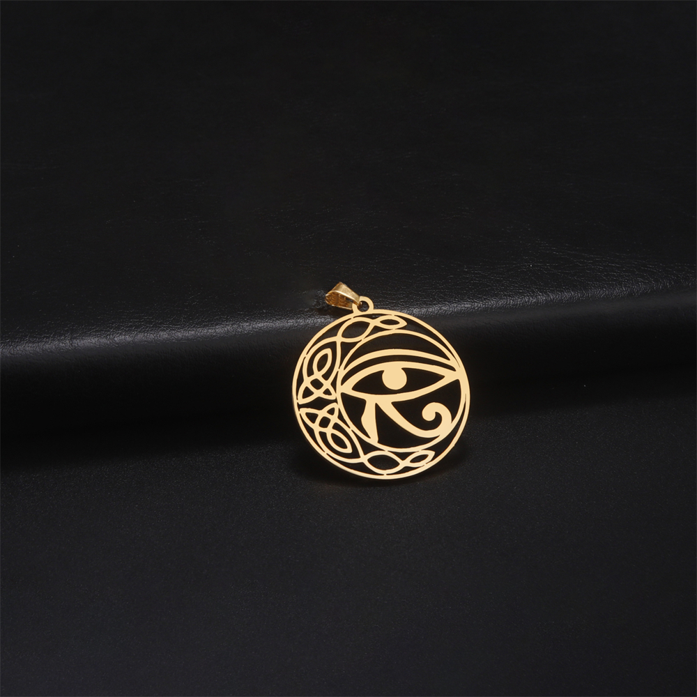 Colgantes de Ojo de Horus de acero inoxidable, amuleto Vintage para la fabricación de joyas, collar Diy, llaveros, accesorios, 5 unidades por lote