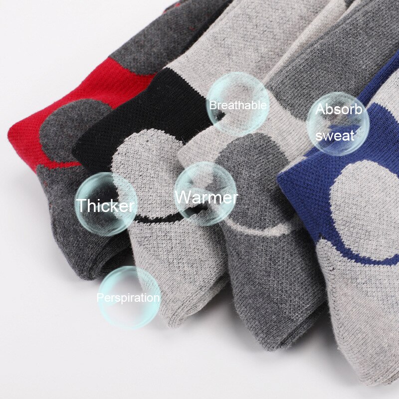 Inverno meias de esqui térmicas de algodão grosso esportes snowboard ciclismo esqui meias de futebol masculino feminino absorção joelho alto elástico meias