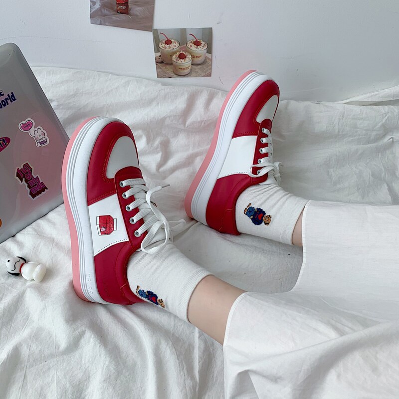 Korean Shoes Soft Autumn All-Match Round Toe Casual Female Sneakers Comfortable Fall Cross Small Solid PU Leisure