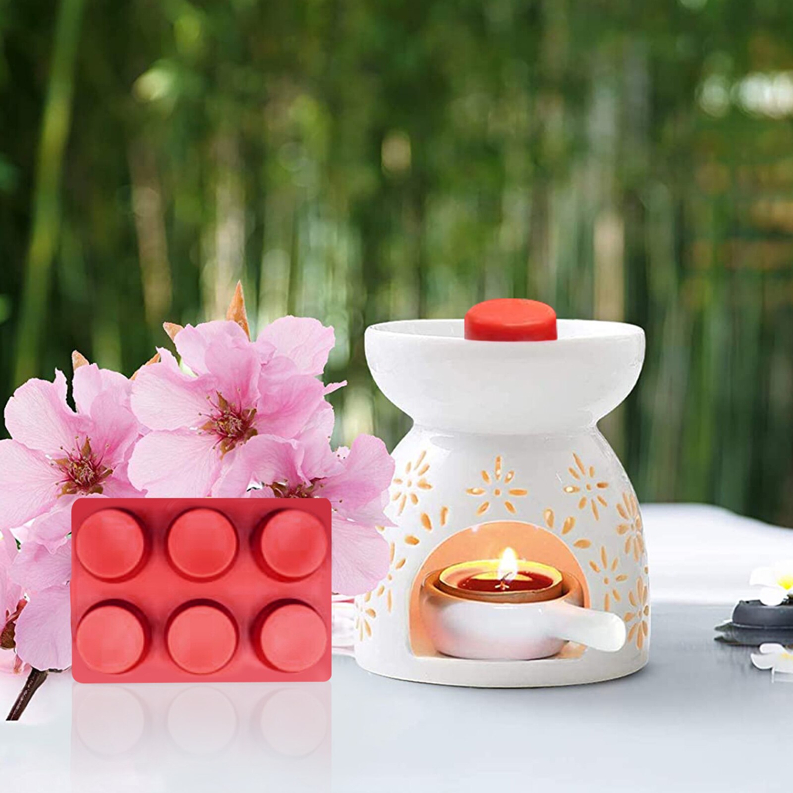 Behogar Wax Melt Molds 6-Cell Round Clear Plastic Clamshells Tray Containers for DIY Candle Handmade Soaps Making Supplies