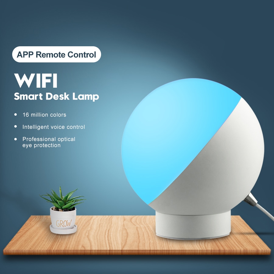 WiFi Remote Control Bedside Lamp,Desk Smart Light,Smartphone Control, Tuya Smart life APP Compatible With Alexa and Google Home