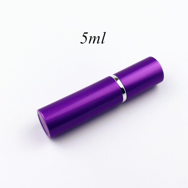 5ml 10ml parfum glazen fles reis aluminium spray verstuiver lege metalen parfum verstuiver draagbare: Paars -5ml