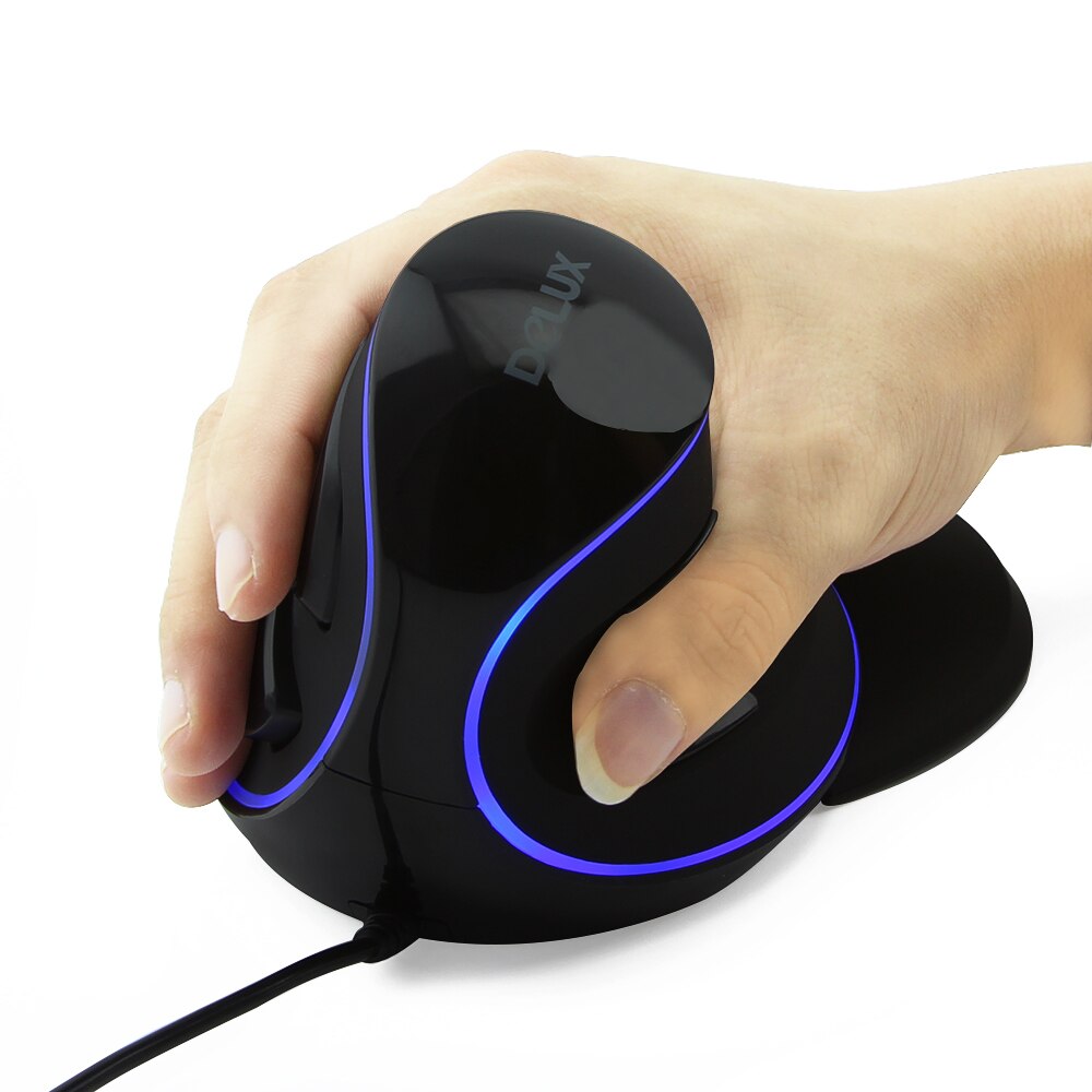 Delux M618 Plus Ergonomic Vertical Mouse Gamer Wired 6D Gaming Mause 600/1000/1600DPI Optical USB Computer Mice For Laptop PC