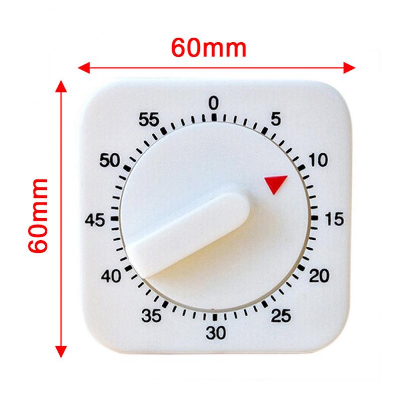 Contador de temporizador de cocina con forma de cuadrado blanca, temporizador mecánico para comida, temporizador de cocina, recordatorio de alarma