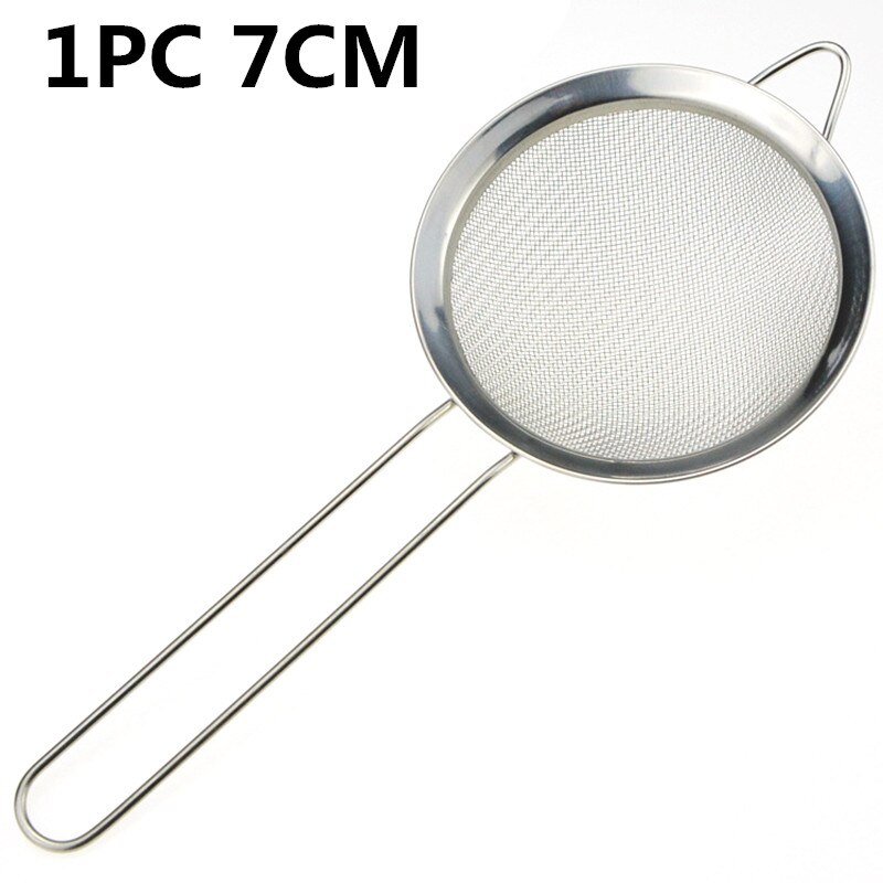 Stainless Steel Fine Wire Colander Long Handle Kitchen Flour Mesh Sieve Sturdy Oil Strainer Sifter: 7CM