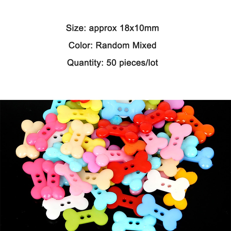 50 Stuks 18X10Mm Bone Decoratieve Plastic Knoppen Naaien Naad Scrapbooking Accessoires Knop Voor Ambachten Handgemaakte Diy Willekeurige kleuren