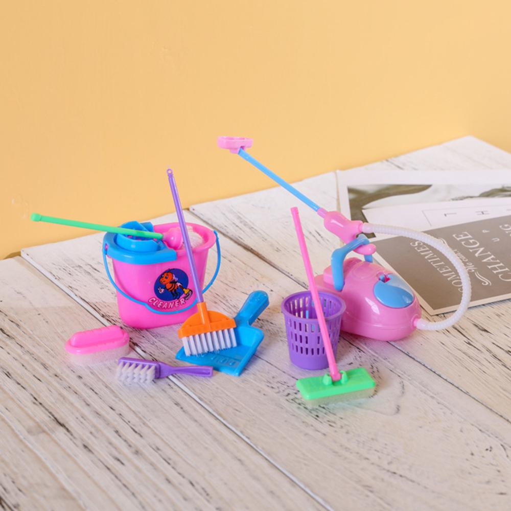 9 pièces/ensemble semblant jouer balai aspirateur Kit de nettoyage jouet maison de poupée accessoire