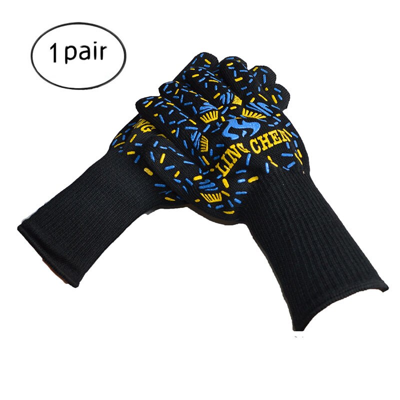 BBQ Grillen Kochen Handschuhe Grill Ofen Handschuhe Für Unterarm Schutz extrem Wärme beständig Küche Grill Dicken Ofen Handschuhe: Schwarz