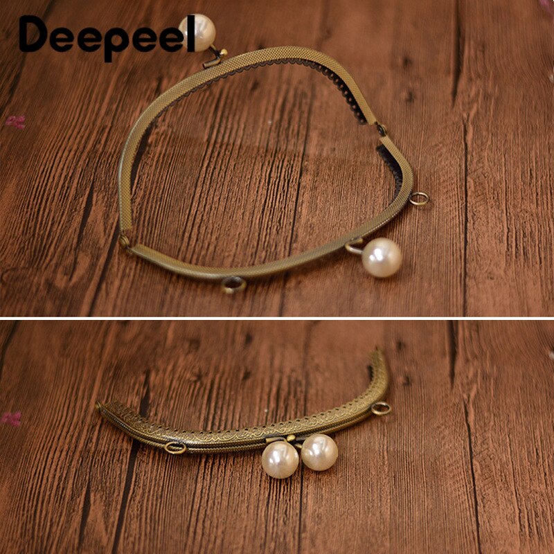 2pcs 8.5-20.5cm Semicircle Pearl Embossed Metal Purse Frame DIY Bag Handles Kiss Clasp Sewing Brackets Accessories for Handbags