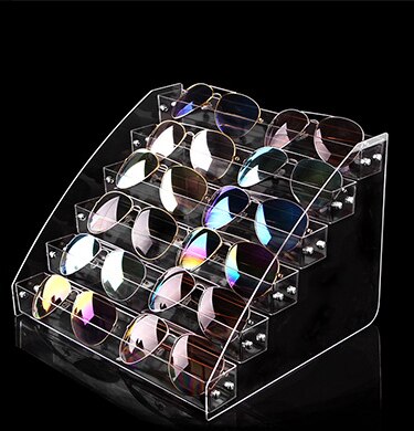Ofessional 30cm längd akryl solglasögon ställ glasögon som visar rack box vitrine smycken glasögon hållare avtagbar  ju31711: 6 lager