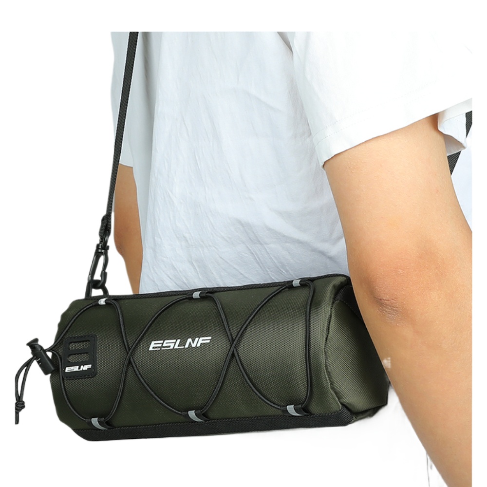 Bolsa para manillar de bicicleta, bolsa delantera para bicicleta, bolsa enrollable para almacenamiento de cuadro frontal de bicicleta con correa para el hombro para viajes en bicicleta de montaña y carretera