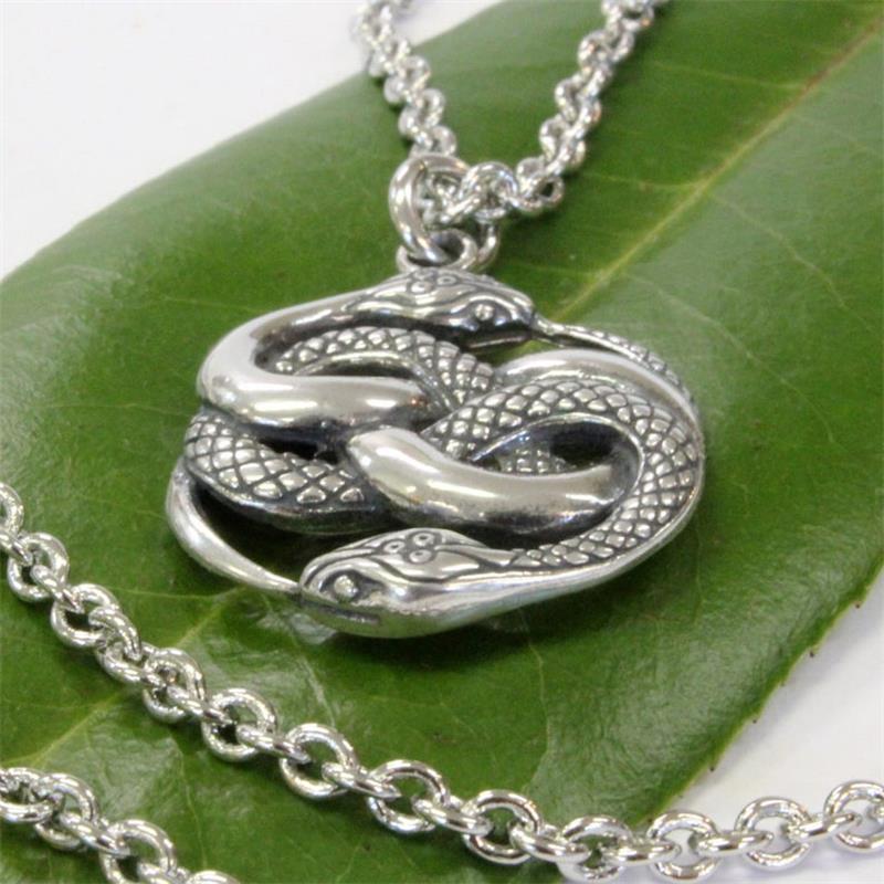 Auryn Dubbele Ouroboros Slang Hanger Ketting Zilver Kleur Charm Chain Kettingen Voor Vrouwen Mannen Punk Party Mode-sieraden