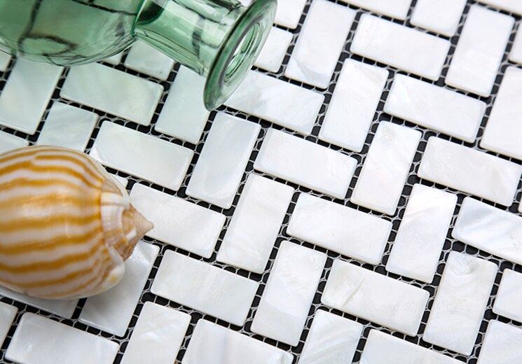 2mm tykkelse sildeben hvid perlemor shell køkken backsplash moppe 123 ferskvand muslingeskal vægflise