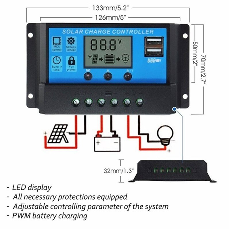 30W Solar Panel Battery Charger USB Kit Complete Solar Cell Smart Phone Portable Flexible Power Bank Camping Car Rechargeable