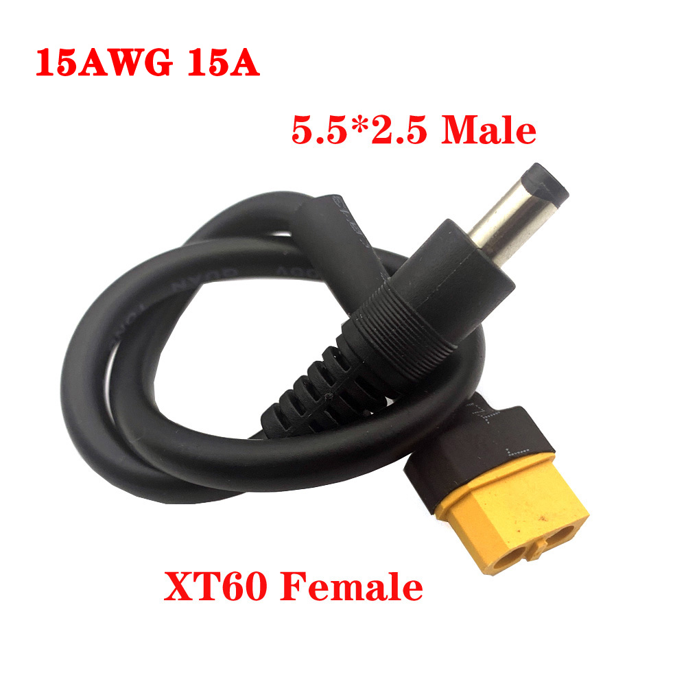 XT60 Male/Female Connector To DC5525/5521 Power Cable 5.5*2.5 5.5*2.1mm Adaptor Glasses Battery Charging Conversion Wire 10A 15A