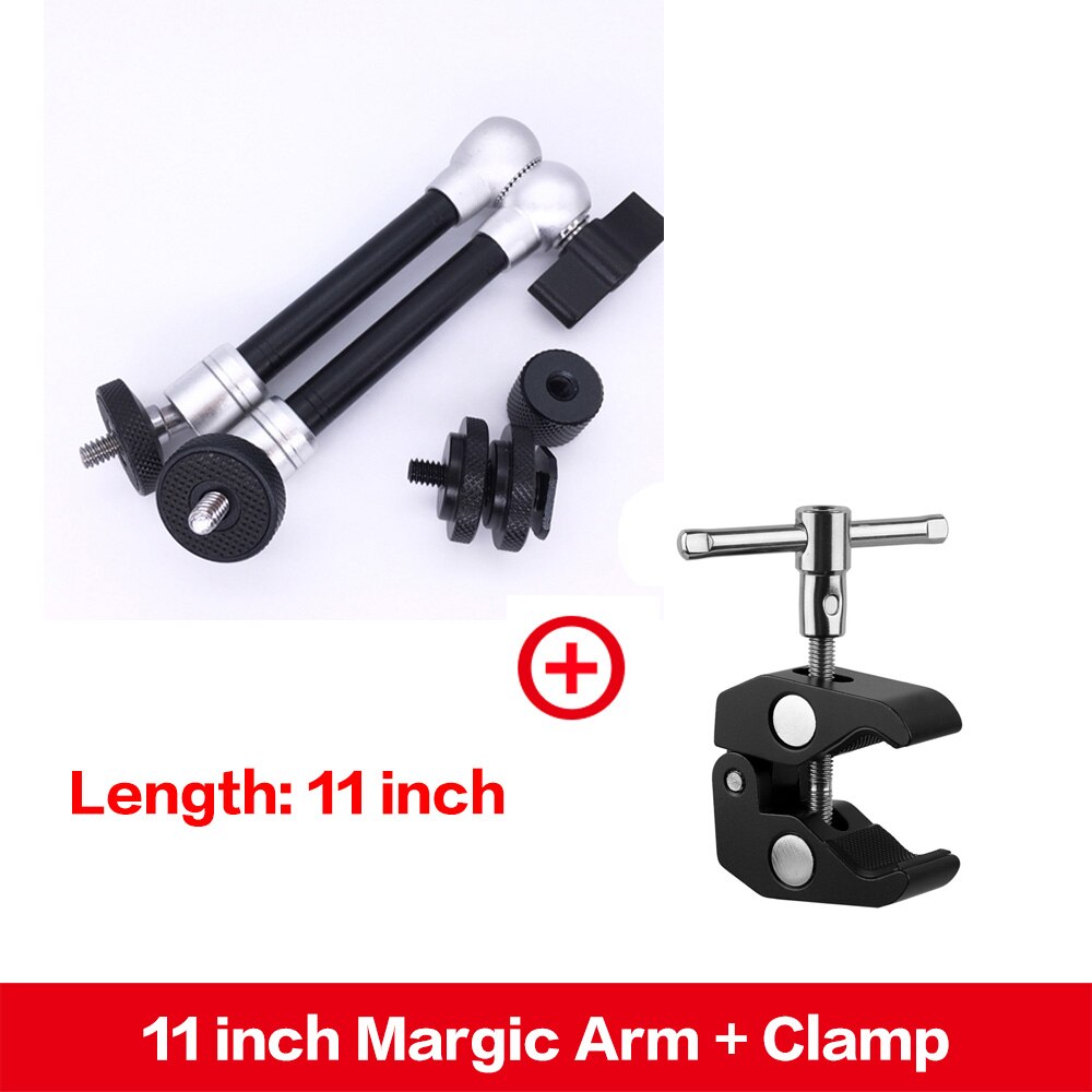DF DIGITALFOTO 7inch 11 inch stainless steel magic arm clamp mount with shoe for camera monitor DSLR RIG Light movie kit: 11inchwithclamp