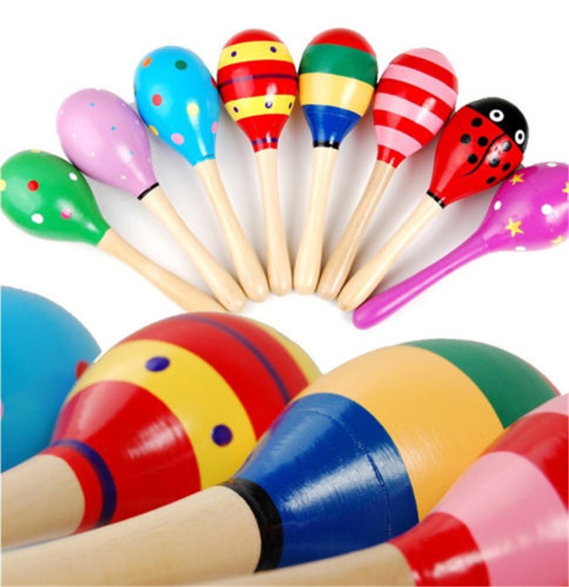 Houten Kleurrijke Maracas Baby Kind Muziekinstrument Rammelaar Shaker Party Speelgoed